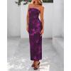 imageBTFBM Womens Floral Maxi Dresses Summer 2025 Strapless Tube Bodycon Mesh Layered Cocktail Party Wedding Guest DressFloral Purple