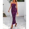 imageBTFBM Womens Floral Maxi Dresses Summer 2025 Strapless Tube Bodycon Mesh Layered Cocktail Party Wedding Guest DressFloral Purple