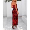 imageBTFBM Womens Floral Maxi Dresses Summer 2025 Strapless Tube Bodycon Mesh Layered Cocktail Party Wedding Guest DressFloral Red