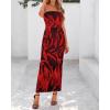 imageBTFBM Womens Floral Maxi Dresses Summer 2025 Strapless Tube Bodycon Mesh Layered Cocktail Party Wedding Guest DressFloral Red