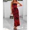 imageBTFBM Womens Floral Maxi Dresses Summer 2025 Strapless Tube Bodycon Mesh Layered Cocktail Party Wedding Guest DressFloral Red