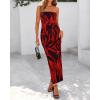 imageBTFBM Womens Floral Maxi Dresses Summer 2025 Strapless Tube Bodycon Mesh Layered Cocktail Party Wedding Guest DressFloral Red