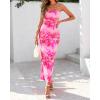 imageBTFBM Womens Floral Maxi Dresses Summer 2025 Strapless Tube Bodycon Mesh Layered Cocktail Party Wedding Guest DressLeaves Pink