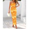 imageBTFBM Womens Floral Maxi Dresses Summer 2025 Strapless Tube Bodycon Mesh Layered Cocktail Party Wedding Guest DressLeaves Yellow