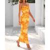 imageBTFBM Womens Floral Maxi Dresses Summer 2025 Strapless Tube Bodycon Mesh Layered Cocktail Party Wedding Guest DressLeaves Yellow