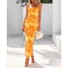 imageBTFBM Womens Floral Maxi Dresses Summer 2025 Strapless Tube Bodycon Mesh Layered Cocktail Party Wedding Guest DressLeaves Yellow