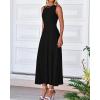 imageBTFBM Womens Midi Bodycon Tank Dress Summer Crewneck Rib Knit Sleeveless Pleated Swing A Line Business Casual DressesBlack