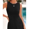 imageBTFBM Womens Midi Bodycon Tank Dress Summer Crewneck Rib Knit Sleeveless Pleated Swing A Line Business Casual DressesBlack