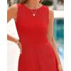 imageBTFBM Womens Midi Bodycon Tank Dress Summer Crewneck Rib Knit Sleeveless Pleated Swing A Line Business Casual DressesBrick Red