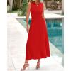 imageBTFBM Womens Midi Bodycon Tank Dress Summer Crewneck Rib Knit Sleeveless Pleated Swing A Line Business Casual DressesBrick Red