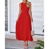 imageBTFBM Womens Midi Bodycon Tank Dress Summer Crewneck Rib Knit Sleeveless Pleated Swing A Line Business Casual DressesBrick Red