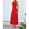 imageBTFBM Womens Midi Bodycon Tank Dress Summer Crewneck Rib Knit Sleeveless Pleated Swing A Line Business Casual DressesBrick Red