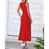 imageBTFBM Womens Midi Bodycon Tank Dress Summer Crewneck Rib Knit Sleeveless Pleated Swing A Line Business Casual DressesBrick Red