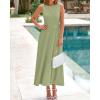 imageBTFBM Womens Midi Bodycon Tank Dress Summer Crewneck Rib Knit Sleeveless Pleated Swing A Line Business Casual DressesMist Green