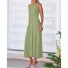 imageBTFBM Womens Midi Bodycon Tank Dress Summer Crewneck Rib Knit Sleeveless Pleated Swing A Line Business Casual DressesMist Green