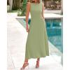imageBTFBM Womens Midi Bodycon Tank Dress Summer Crewneck Rib Knit Sleeveless Pleated Swing A Line Business Casual DressesMist Green
