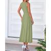 imageBTFBM Womens Midi Bodycon Tank Dress Summer Crewneck Rib Knit Sleeveless Pleated Swing A Line Business Casual DressesMist Green