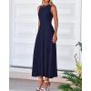 imageBTFBM Womens Midi Bodycon Tank Dress Summer Crewneck Rib Knit Sleeveless Pleated Swing A Line Business Casual DressesNavy