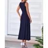 imageBTFBM Womens Midi Bodycon Tank Dress Summer Crewneck Rib Knit Sleeveless Pleated Swing A Line Business Casual DressesNavy