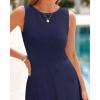 imageBTFBM Womens Midi Bodycon Tank Dress Summer Crewneck Rib Knit Sleeveless Pleated Swing A Line Business Casual DressesNavy