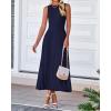 imageBTFBM Womens Midi Bodycon Tank Dress Summer Crewneck Rib Knit Sleeveless Pleated Swing A Line Business Casual DressesNavy