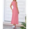 imageBTFBM Womens Midi Bodycon Tank Dress Summer Crewneck Rib Knit Sleeveless Pleated Swing A Line Business Casual DressesPink