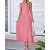 imageBTFBM Womens Midi Bodycon Tank Dress Summer Crewneck Rib Knit Sleeveless Pleated Swing A Line Business Casual DressesPink