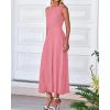imageBTFBM Womens Midi Bodycon Tank Dress Summer Crewneck Rib Knit Sleeveless Pleated Swing A Line Business Casual DressesPink