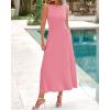 imageBTFBM Womens Midi Bodycon Tank Dress Summer Crewneck Rib Knit Sleeveless Pleated Swing A Line Business Casual DressesPink