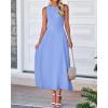 imageBTFBM Womens Midi Bodycon Tank Dress Summer Crewneck Rib Knit Sleeveless Pleated Swing A Line Business Casual DressesSky Blue