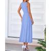 imageBTFBM Womens Midi Bodycon Tank Dress Summer Crewneck Rib Knit Sleeveless Pleated Swing A Line Business Casual DressesSky Blue
