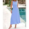 imageBTFBM Womens Midi Bodycon Tank Dress Summer Crewneck Rib Knit Sleeveless Pleated Swing A Line Business Casual DressesSky Blue