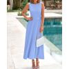 imageBTFBM Womens Midi Bodycon Tank Dress Summer Crewneck Rib Knit Sleeveless Pleated Swing A Line Business Casual DressesSky Blue