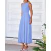 imageBTFBM Womens Midi Bodycon Tank Dress Summer Crewneck Rib Knit Sleeveless Pleated Swing A Line Business Casual DressesSky Blue
