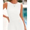 imageBTFBM Womens Midi Bodycon Tank Dress Summer Crewneck Rib Knit Sleeveless Pleated Swing A Line Business Casual DressesWhite