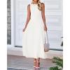 imageBTFBM Womens Midi Bodycon Tank Dress Summer Crewneck Rib Knit Sleeveless Pleated Swing A Line Business Casual DressesWhite