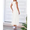 imageBTFBM Womens Midi Bodycon Tank Dress Summer Crewneck Rib Knit Sleeveless Pleated Swing A Line Business Casual DressesWhite