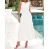 imageBTFBM Womens Midi Bodycon Tank Dress Summer Crewneck Rib Knit Sleeveless Pleated Swing A Line Business Casual DressesWhite