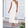 imageBTFBM Womens Midi Bodycon Tank Dress Summer Crewneck Rib Knit Sleeveless Pleated Swing A Line Business Casual DressesWhite