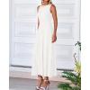 imageBTFBM Womens Midi Bodycon Tank Dress Summer Crewneck Rib Knit Sleeveless Pleated Swing A Line Business Casual DressesWhite