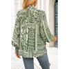 imageBTFBM Spring Fashion 2025 Button Down Long Sleeve Blouses for Women Dressy Casual V Neck Loose Printed Boho Tops ShirtsArmy Green