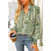 imageBTFBM Spring Fashion 2025 Button Down Long Sleeve Blouses for Women Dressy Casual V Neck Loose Printed Boho Tops ShirtsArmy Green