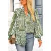 imageBTFBM Spring Fashion 2025 Button Down Long Sleeve Blouses for Women Dressy Casual V Neck Loose Printed Boho Tops ShirtsArmy Green