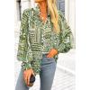imageBTFBM Spring Fashion 2025 Button Down Long Sleeve Blouses for Women Dressy Casual V Neck Loose Printed Boho Tops ShirtsArmy Green