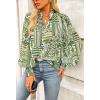 imageBTFBM Spring Fashion 2025 Button Down Long Sleeve Blouses for Women Dressy Casual V Neck Loose Printed Boho Tops ShirtsArmy Green