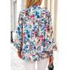 imageBTFBM Spring Fashion 2025 Button Down Long Sleeve Blouses for Women Dressy Casual V Neck Loose Printed Boho Tops ShirtsBlue