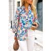 imageBTFBM Spring Fashion 2025 Button Down Long Sleeve Blouses for Women Dressy Casual V Neck Loose Printed Boho Tops ShirtsBlue