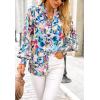 imageBTFBM Spring Fashion 2025 Button Down Long Sleeve Blouses for Women Dressy Casual V Neck Loose Printed Boho Tops ShirtsBlue