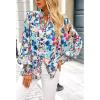 imageBTFBM Spring Fashion 2025 Button Down Long Sleeve Blouses for Women Dressy Casual V Neck Loose Printed Boho Tops ShirtsBlue