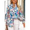 imageBTFBM Spring Fashion 2025 Button Down Long Sleeve Blouses for Women Dressy Casual V Neck Loose Printed Boho Tops ShirtsBlue
